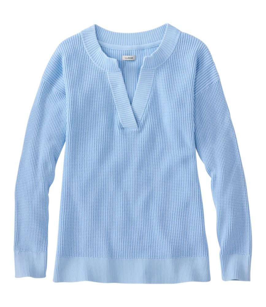 Women's Sunwashed Waffle Sweater, Splitneck