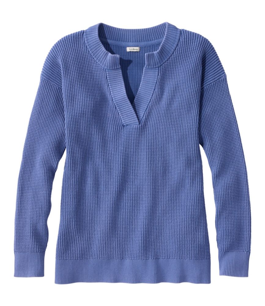 Women's Sunwashed Waffle Sweater, Splitneck
