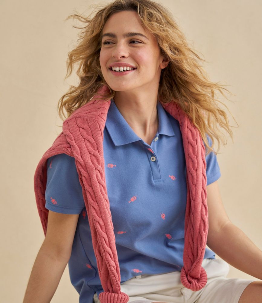 Women's Premium Double L Polo, Short-Sleeve Relaxed Fit Novelty, Deep Lake Lobster, small image number 6