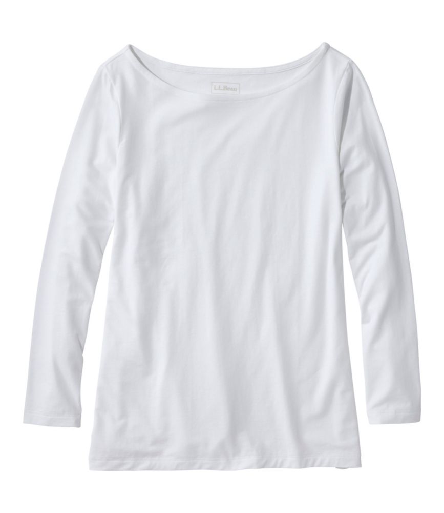 Women's Soft Stretch Supima-Blend Tee, Boatneck Bracelet-Sleeve