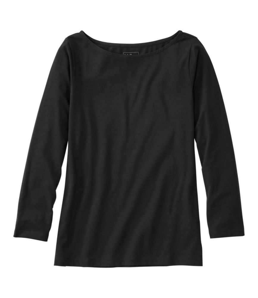 Women's Soft Stretch Supima-Blend Tee, Boatneck Bracelet-Sleeve
