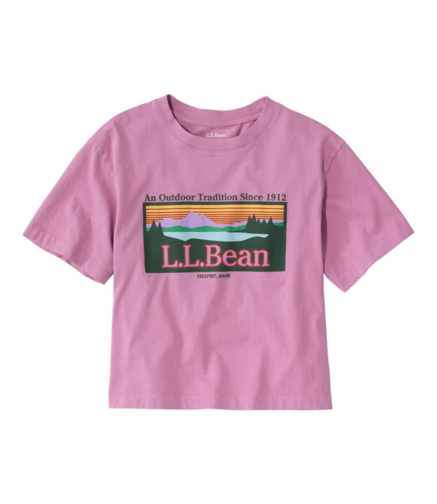 Women's Sunwashed Tee, Short-Sleeve Cropped Boxy Crewneck Logo