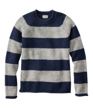 Men's Bean's Classic Ragg Wool Sweater, Rollneck, Stripe, New