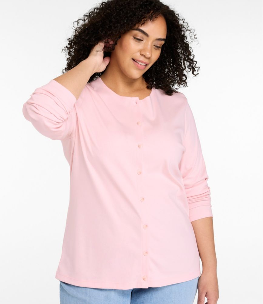Women's Pima Cotton Tee, Long-Sleeve Crewneck Cardigan