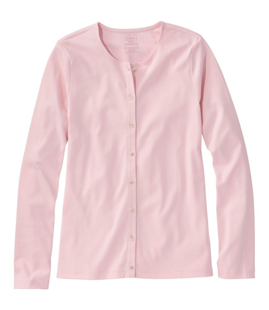 Women's Pima Cotton Tee, Long-Sleeve Crewneck Cardigan
