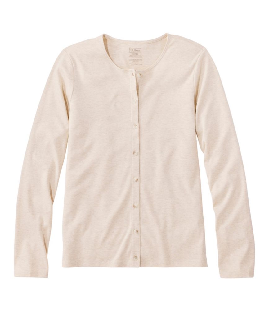 Women's Pima Cotton Tee, Long-Sleeve Crewneck Cardigan