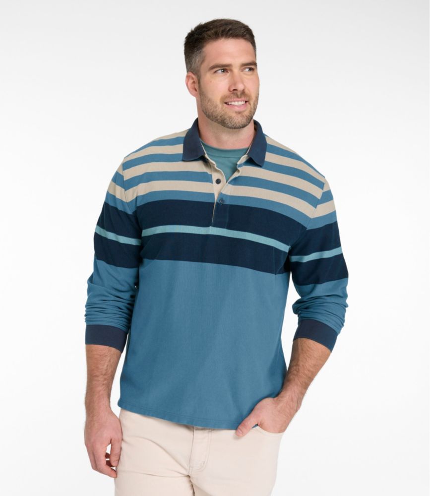 Men's Casco Bay Rugged Polo, Long-Sleeve, Stripe, Sail Blue Multi, small image number 4