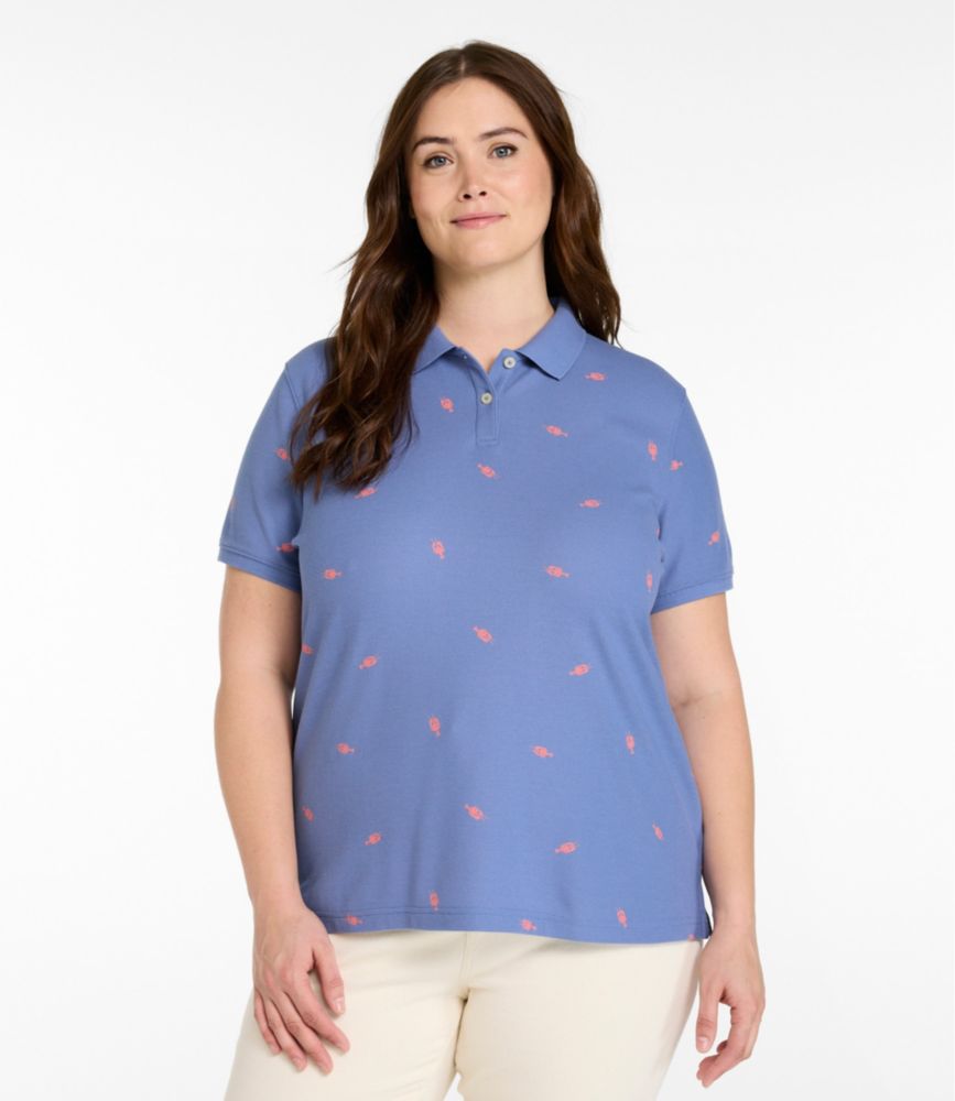 Women's Premium Double L Polo, Short-Sleeve Relaxed Fit Novelty, New