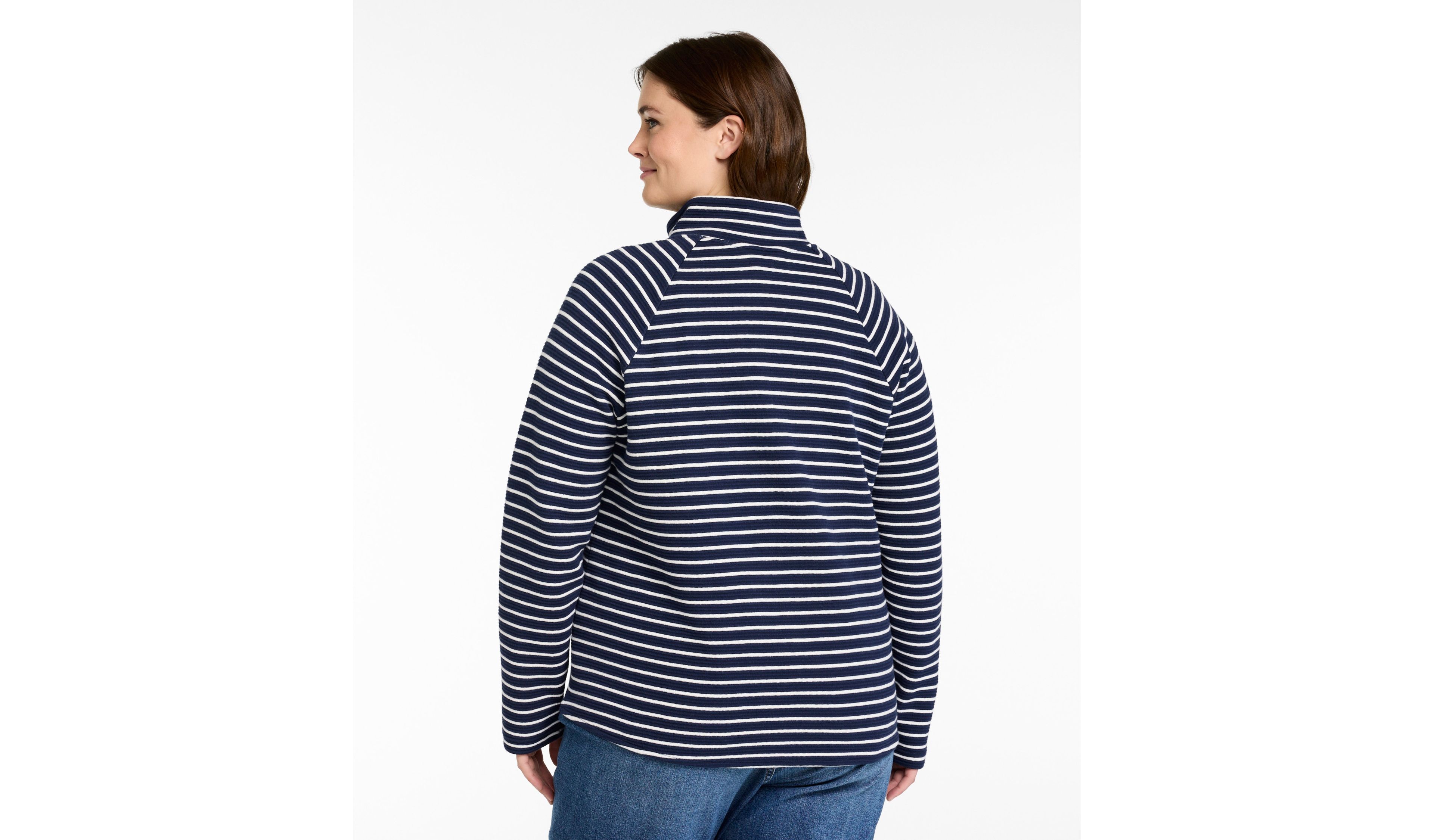 Women's Lakewashed Double-Knit Quarter-Snap, Stripe