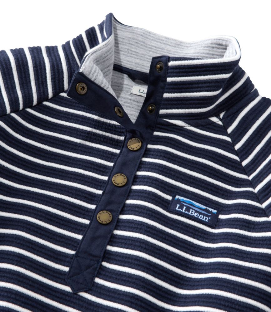 Women's Lakewashed Double-Knit Quarter-Snap, Stripe, Classic Navy/Sea Salt, small image number 4