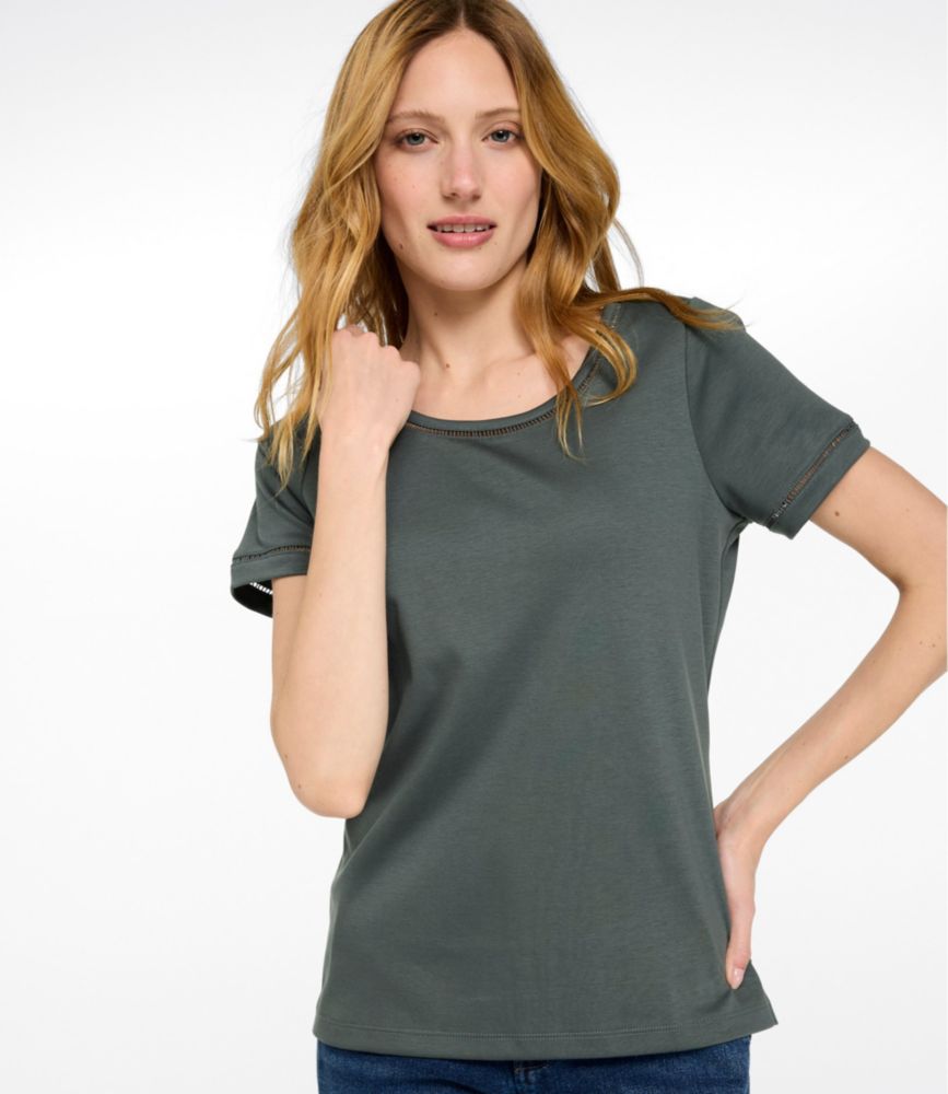 Women's Pima Cotton Tee, Short-Sleeve Jewelneck