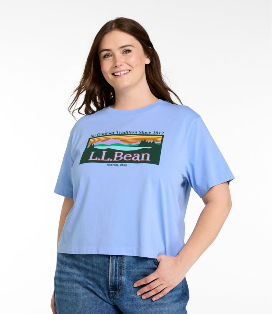 Women's Sunwashed Tee, Short-Sleeve Cropped Boxy Crewneck Logo, Seaboard Blue Outdoor Tradition, small image number 2