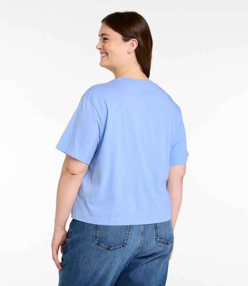Women's Sunwashed Tee, Short-Sleeve Cropped Boxy Crewneck Logo, Seaboard Blue Outdoor Tradition, small image number 3