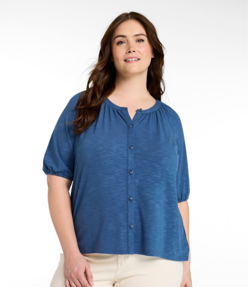 Women's Camden Hills Tee, Elbow-Sleeve Button-Front Shirt, New