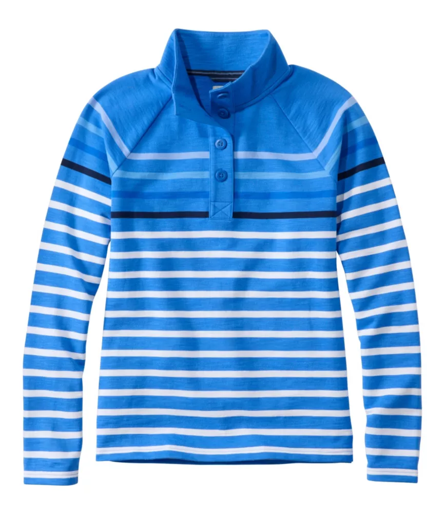 Women's Peaks Island Button Mockneck, Stripe