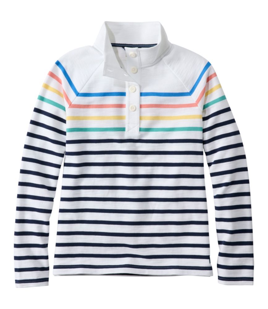 Women's Peaks Island Button Mockneck, Stripe