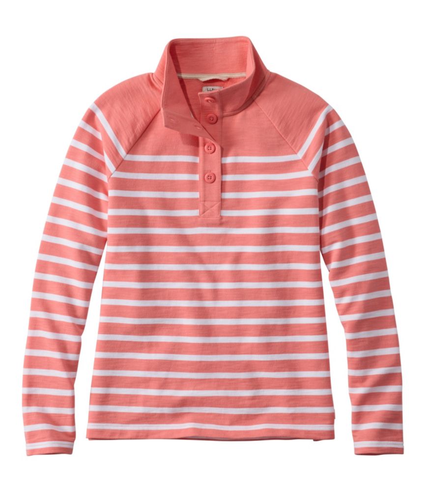 Women's Peaks Island Button Mockneck, Stripe