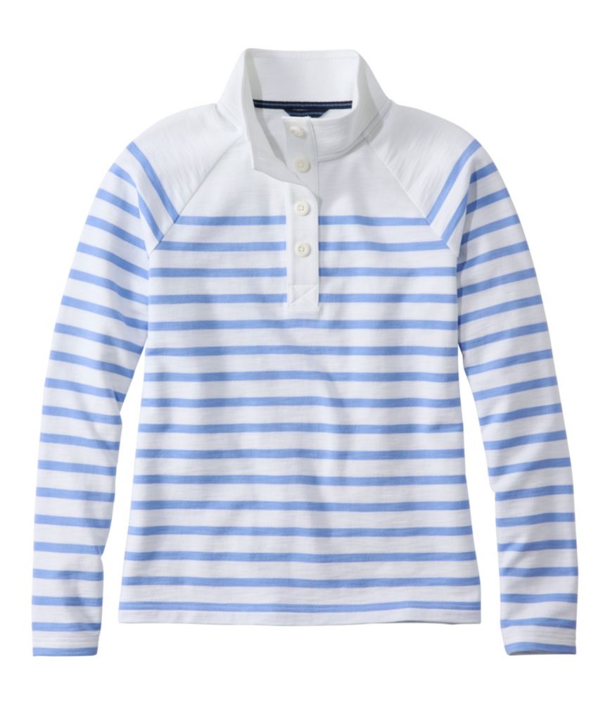 Women's Peaks Island Button Mockneck, Stripe