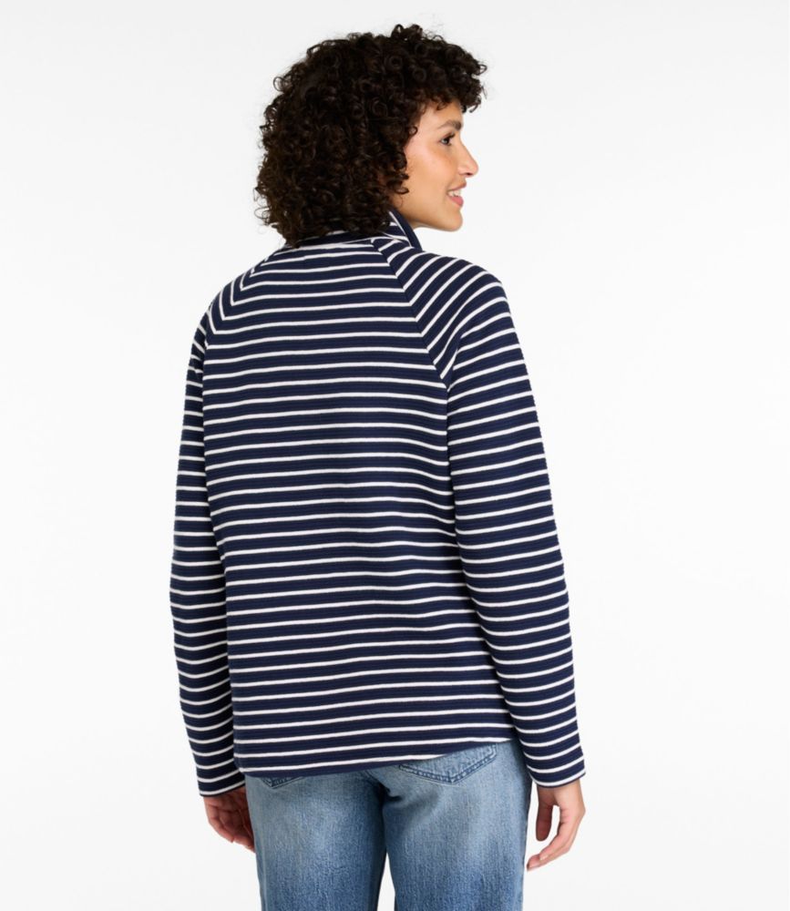 Women's Lakewashed Double-Knit Quarter-Snap, Stripe, Classic Navy/Sea Salt, small image number 3