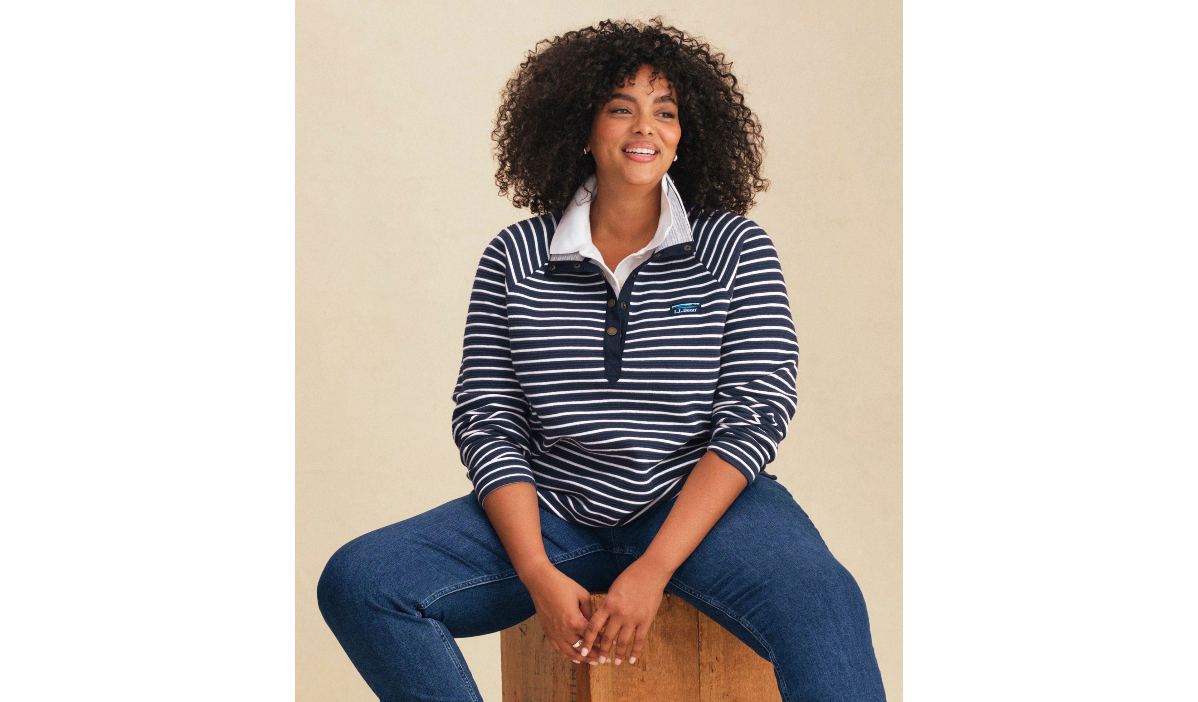 Women's Lakewashed Double-Knit Quarter-Snap, Stripe
