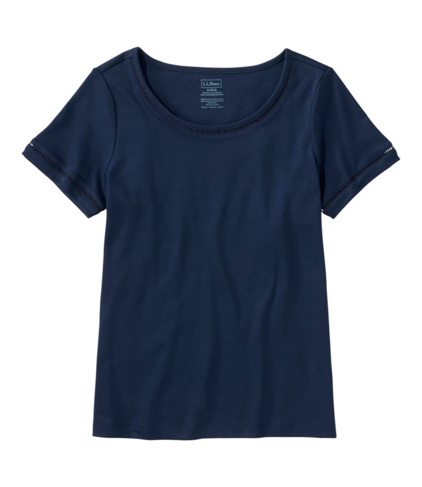 Women's Pima Cotton Tee, Short-Sleeve Jewelneck, Raven Blue, small image number 1