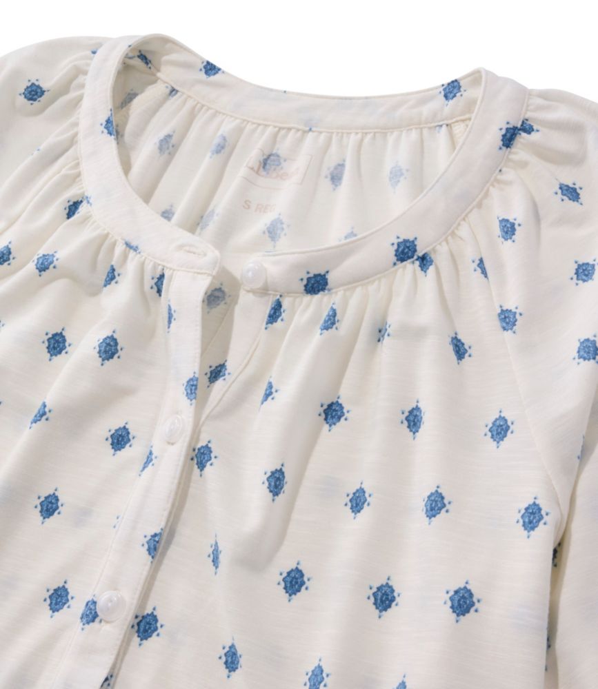 Women's Camden Hills Tee, Elbow-Sleeve Button-Front Shirt Print, Deep Blue Foulard, small image number 4