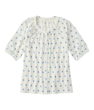 Women's Camden Hills Tee, Elbow-Sleeve Button-Front Shirt Print, New