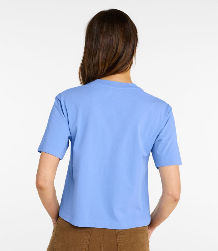 Women's Sunwashed Tee, Short-Sleeve Cropped Boxy Crewneck Logo