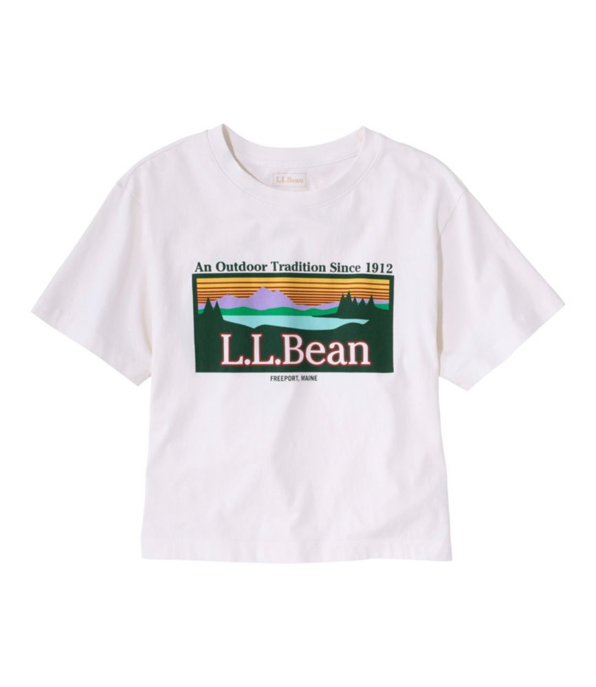 Women's Sunwashed Tee, Short-Sleeve Cropped Boxy Crewneck Logo