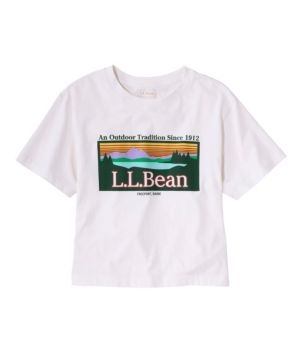 Women's Sunwashed Tee, Short-Sleeve Cropped Boxy Crewneck Logo, New