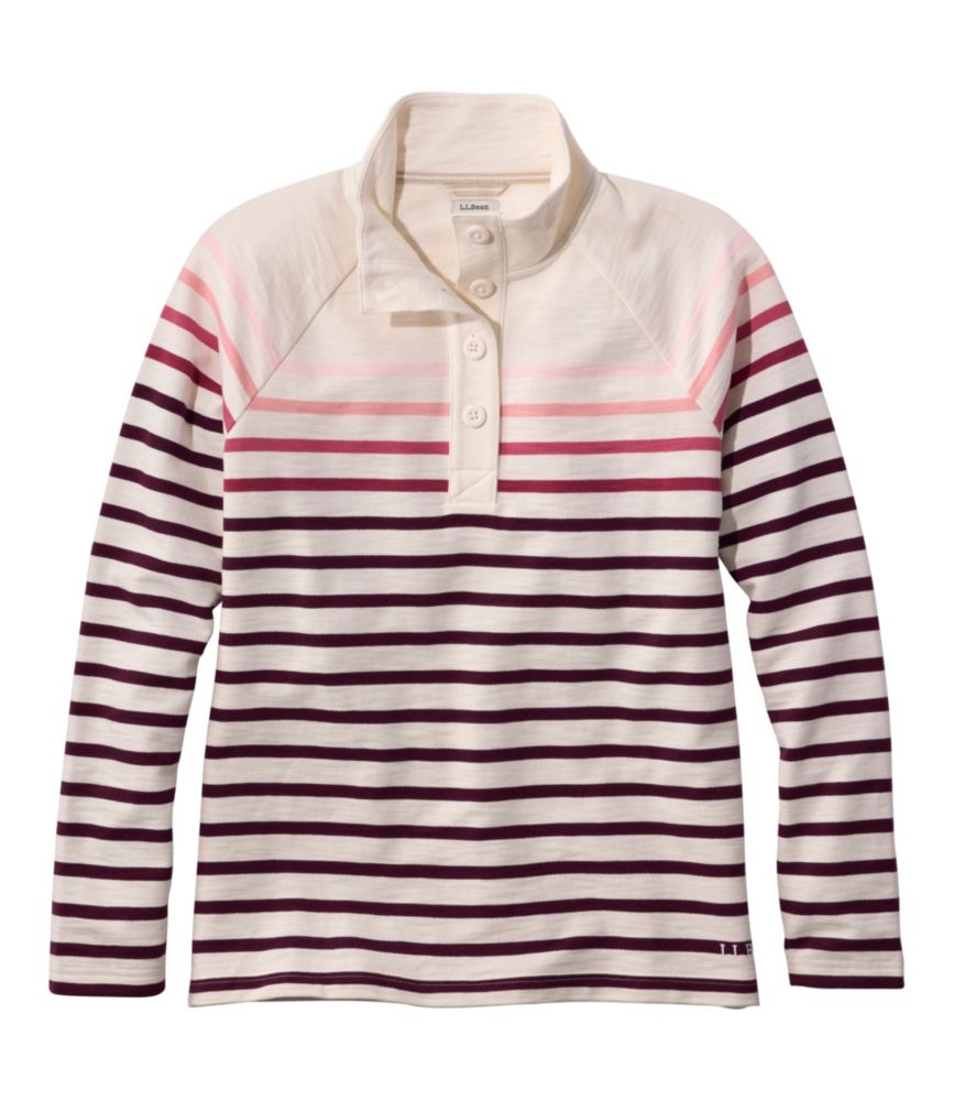 Women's Peaks Island Button Mockneck, Stripe