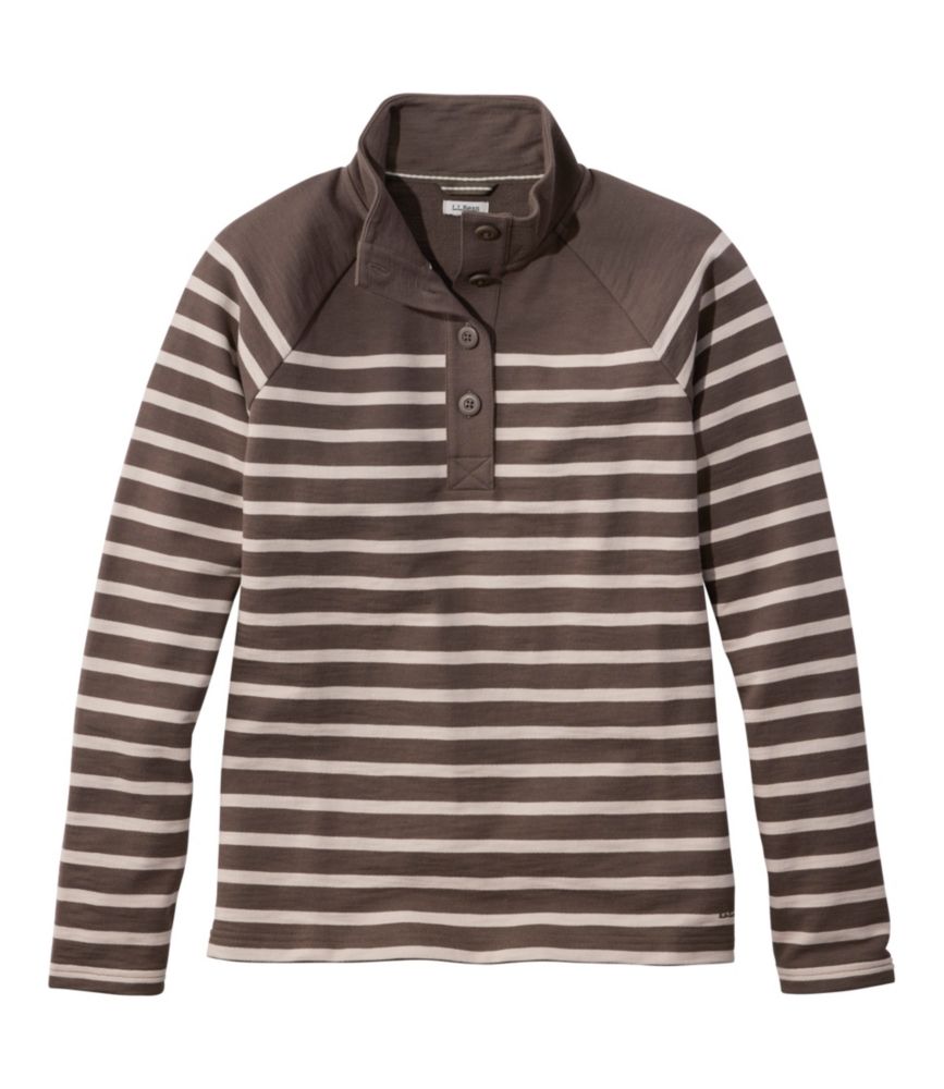 Women's Peaks Island Button Mockneck, Stripe