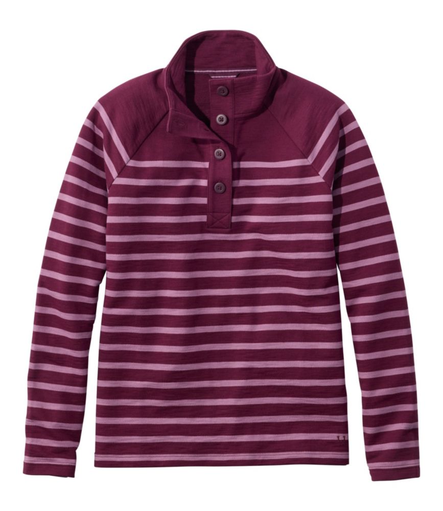 Women's Peaks Island Button Mockneck, Stripe