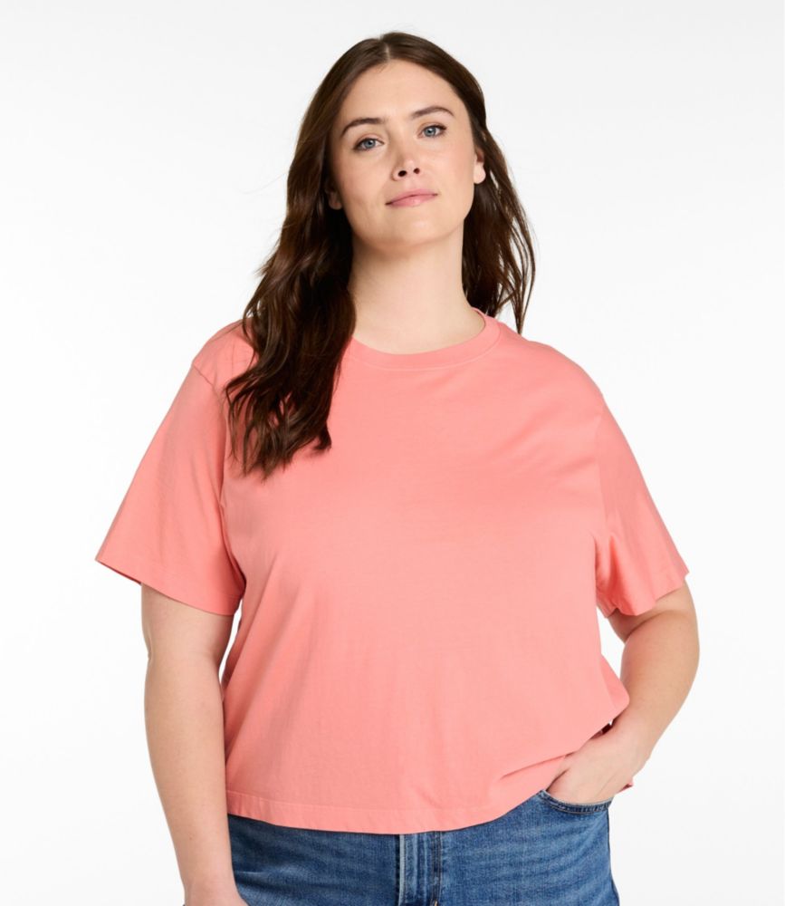 Women's Sunwashed Tee, Short-Sleeve Cropped Boxy Crewneck, Mauve, small image number 2