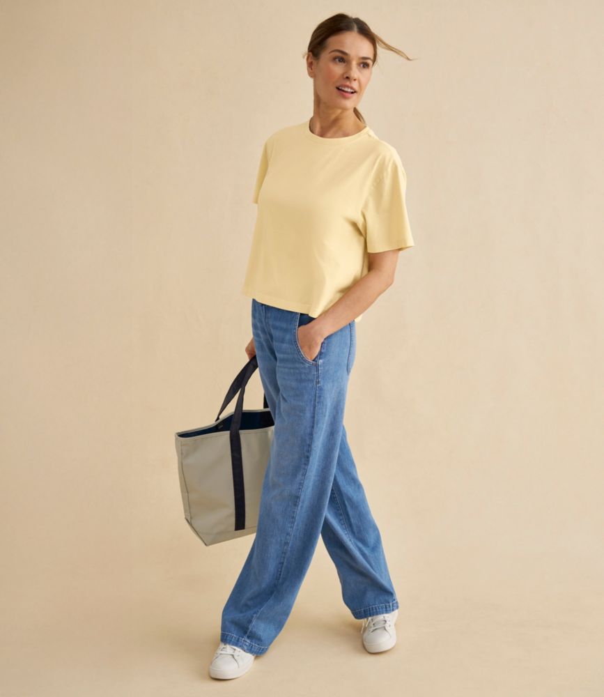 Women's Sunwashed Tee, Short-Sleeve Cropped Boxy Crewneck, Mauve, small image number 5