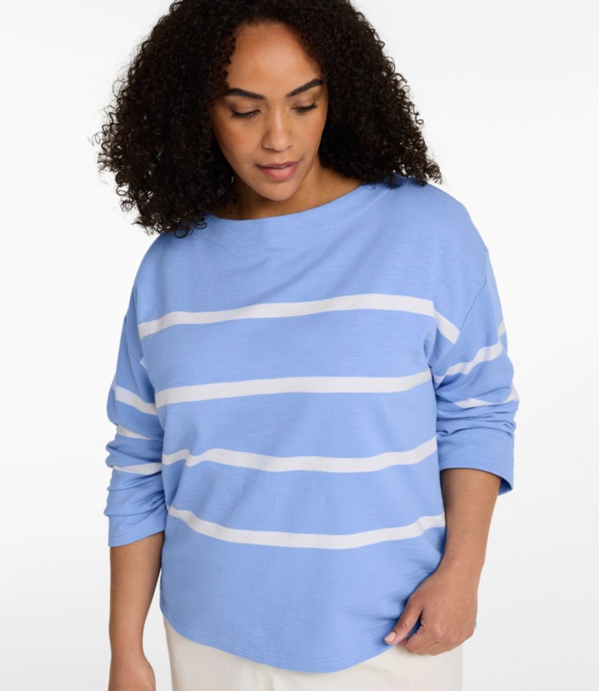 Women's Peaks Island Top, Relaxed Boatneck Long-Sleeve Stripe
