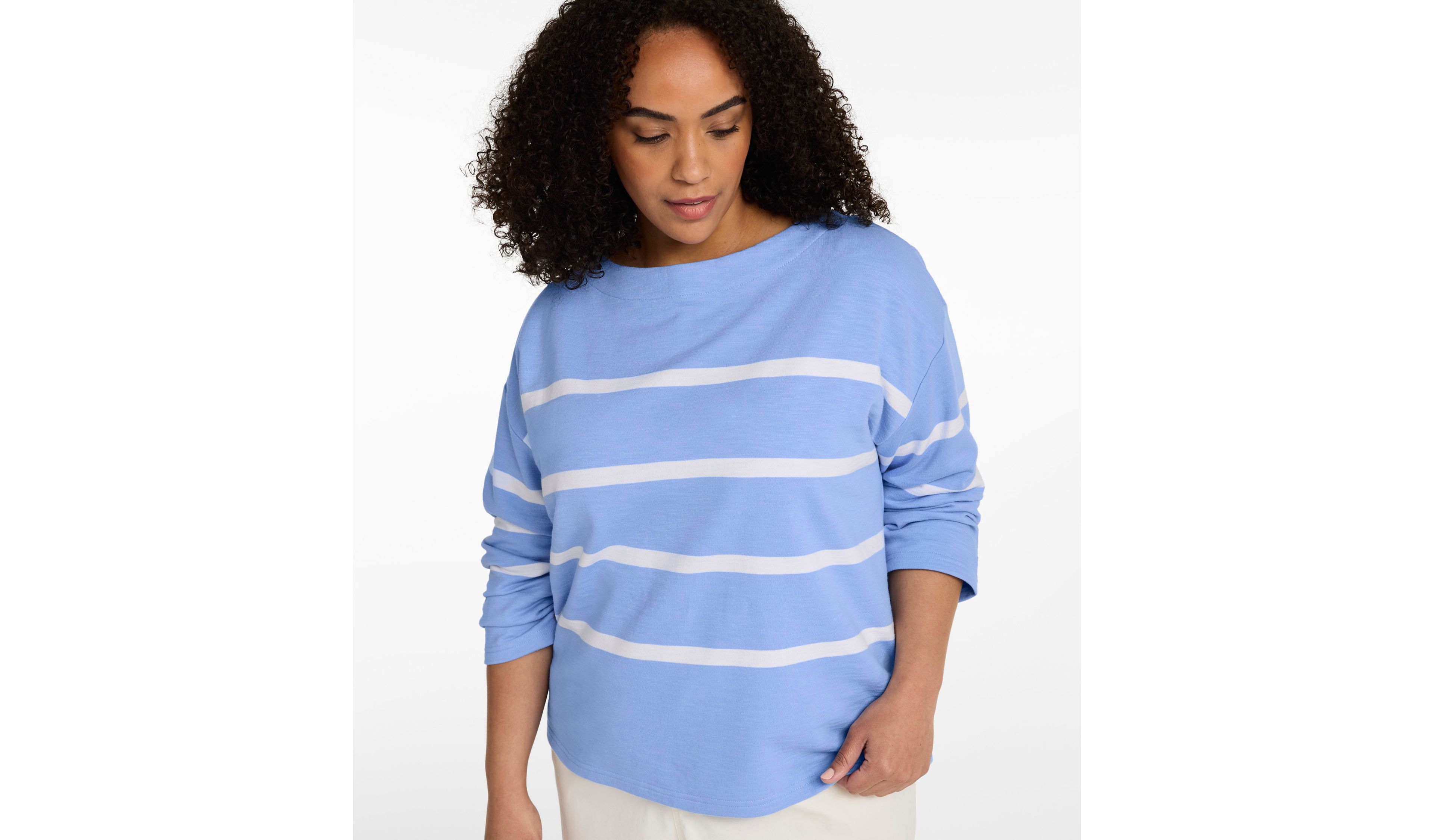 Women's Peaks Island Top, Relaxed Boatneck Long-Sleeve Stripe