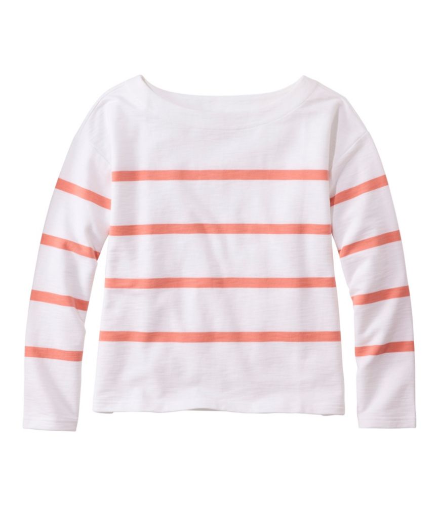 Women's Peaks Island Top, Relaxed Boatneck Long-Sleeve Stripe