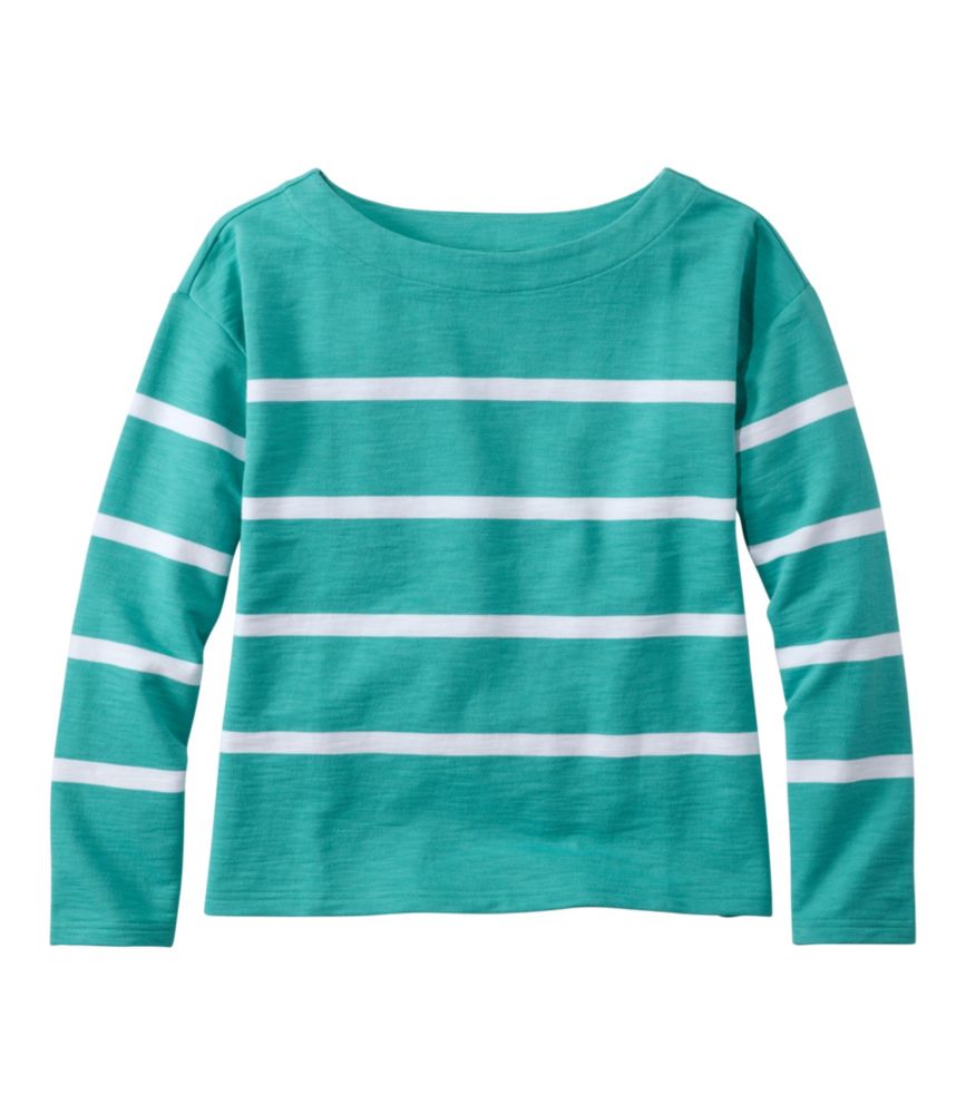 Women's Peaks Island Top, Relaxed Boatneck Long-Sleeve Stripe