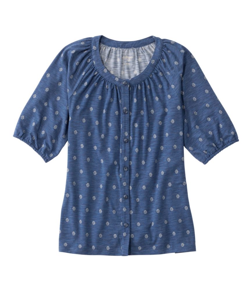 Women's Camden Hills Tee, Elbow-Sleeve Button-Front Shirt Print