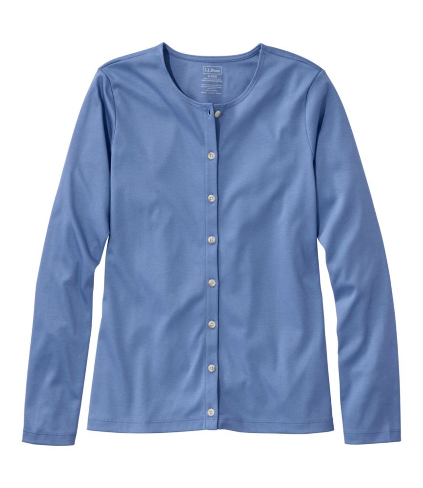 Women's Pima Cotton Tee, Long-Sleeve Crewneck Cardigan