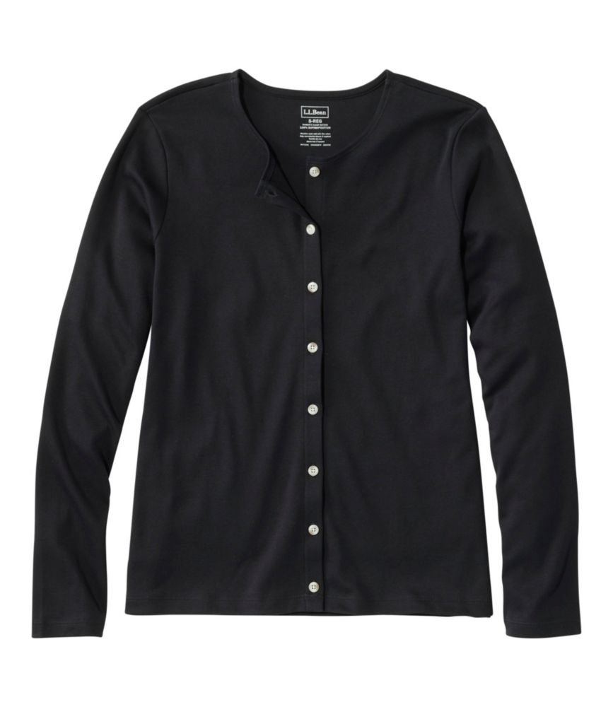 Women's Pima Cotton Tee, Long-Sleeve Crewneck Cardigan