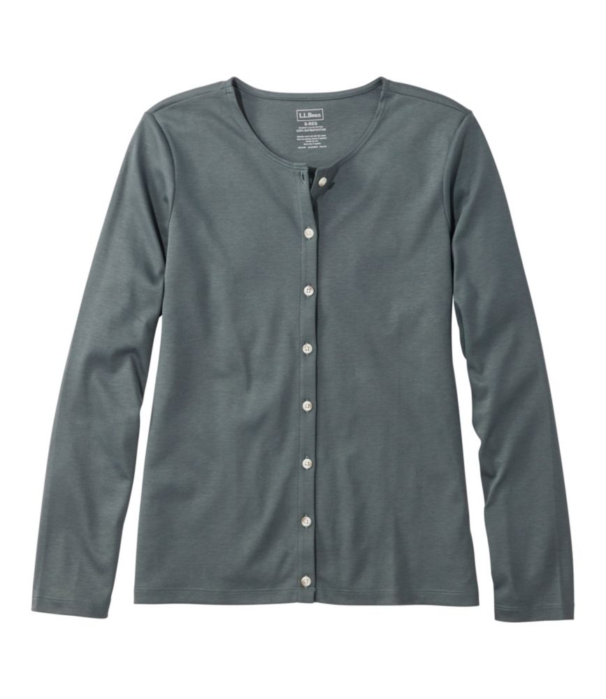 Women's Pima Cotton Tee, Long-Sleeve Crewneck Cardigan