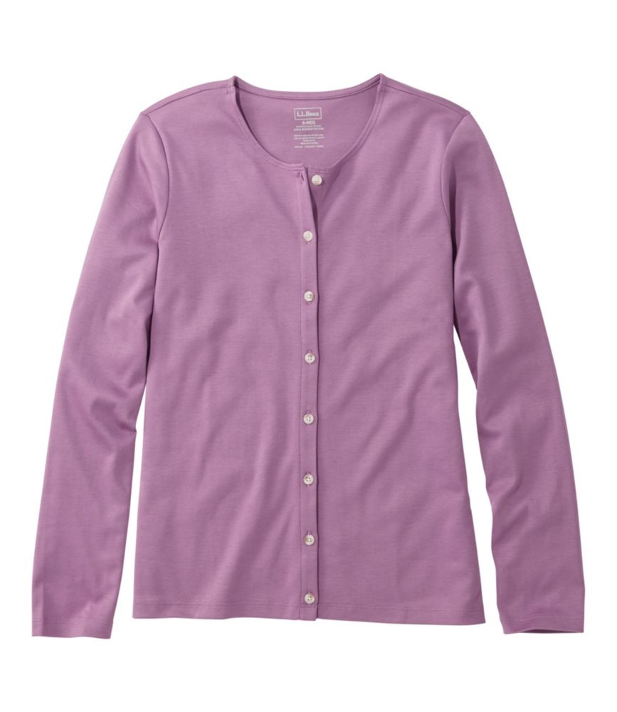 Women's Pima Cotton Tee, Long-Sleeve Crewneck Cardigan