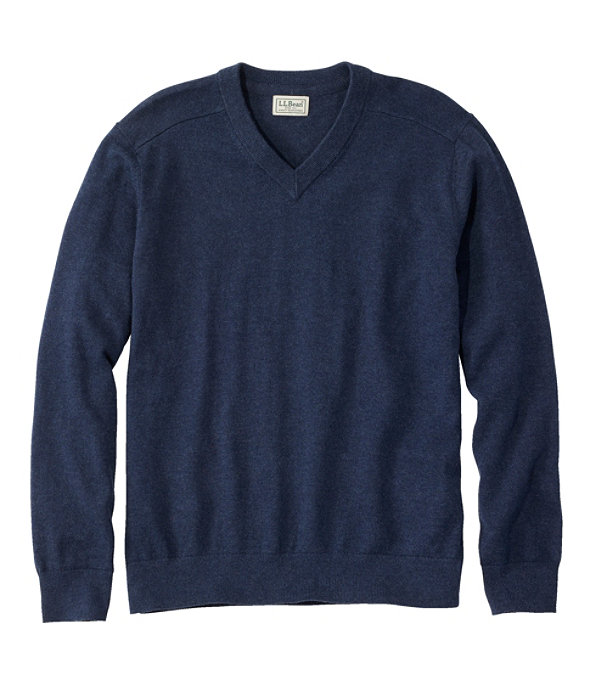 All Seasons Cotton Blend V-Neck Sweater Men's Regular, Classic Navy Heather, large image number 0