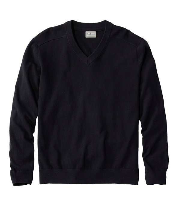 All Seasons Cotton Blend V-Neck Sweater Men's Regular, Dark Black, large image number 0