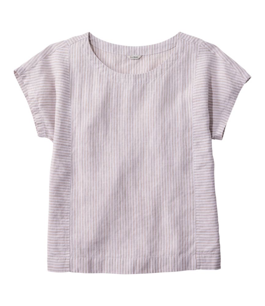 Women's Premium Washable Linen Shirt, Short-Sleeve Stripe