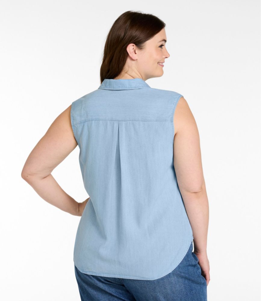Women's Soft-Washed Sleeveless Shirt, Chambray Blue, small image number 3