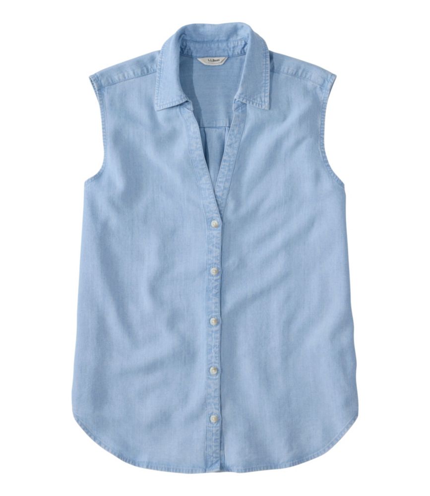Women's Soft-Washed Sleeveless Shirt, Chambray Blue, small image number 1