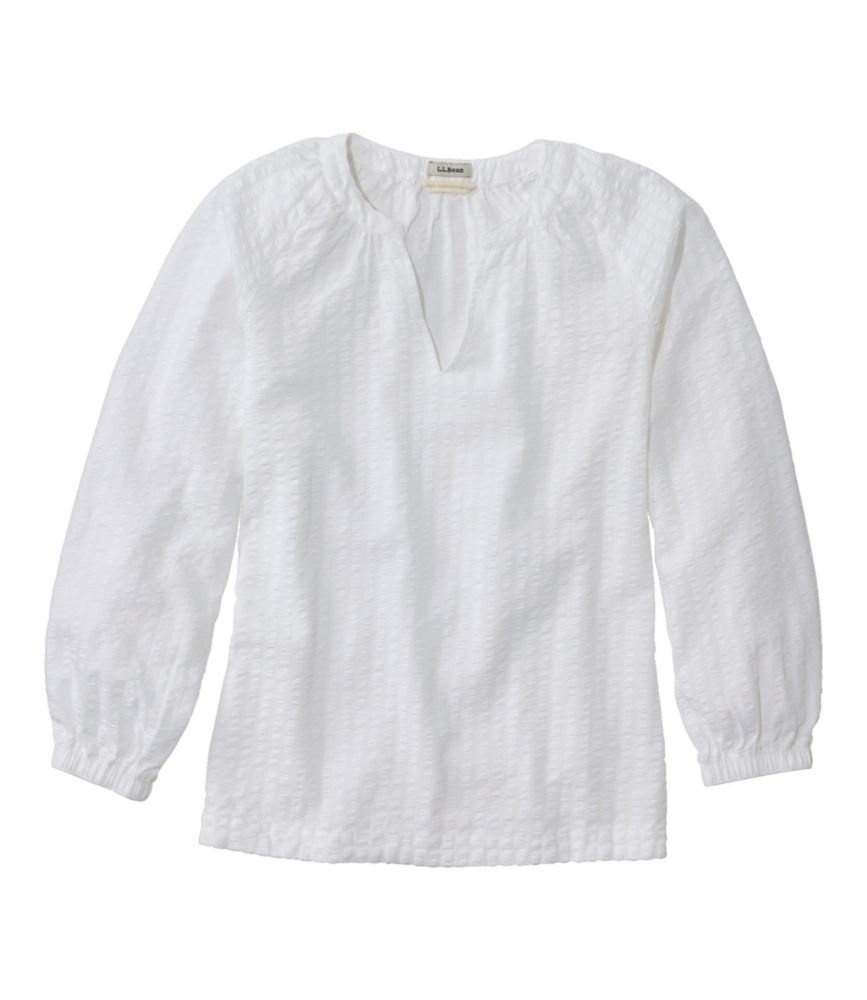 Women's Bean's Seacoast Seersucker Splitneck Shirt